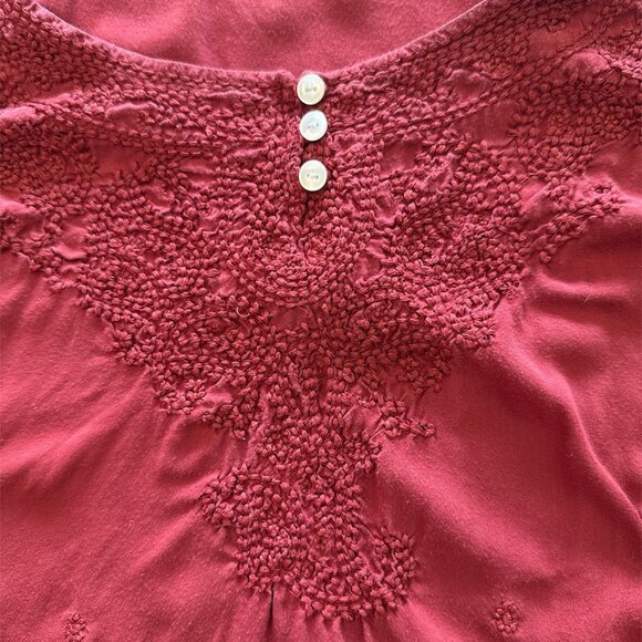 Lucky Brand Women’s Round Neck 3/4 Sleeve Red Blouse size L - Picture 5 of 5